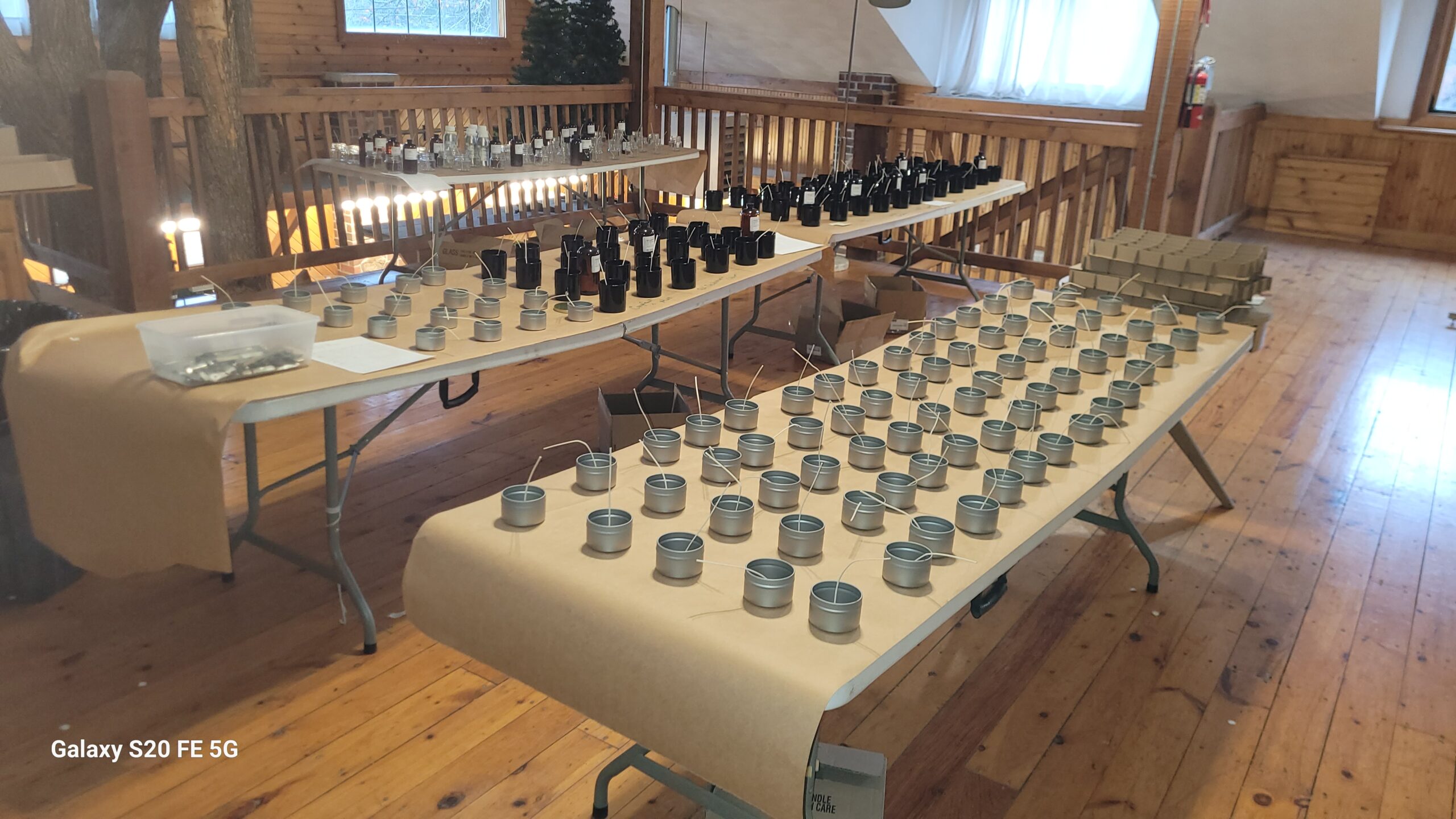 setup for a batch of candles being made at The Landscape Connection